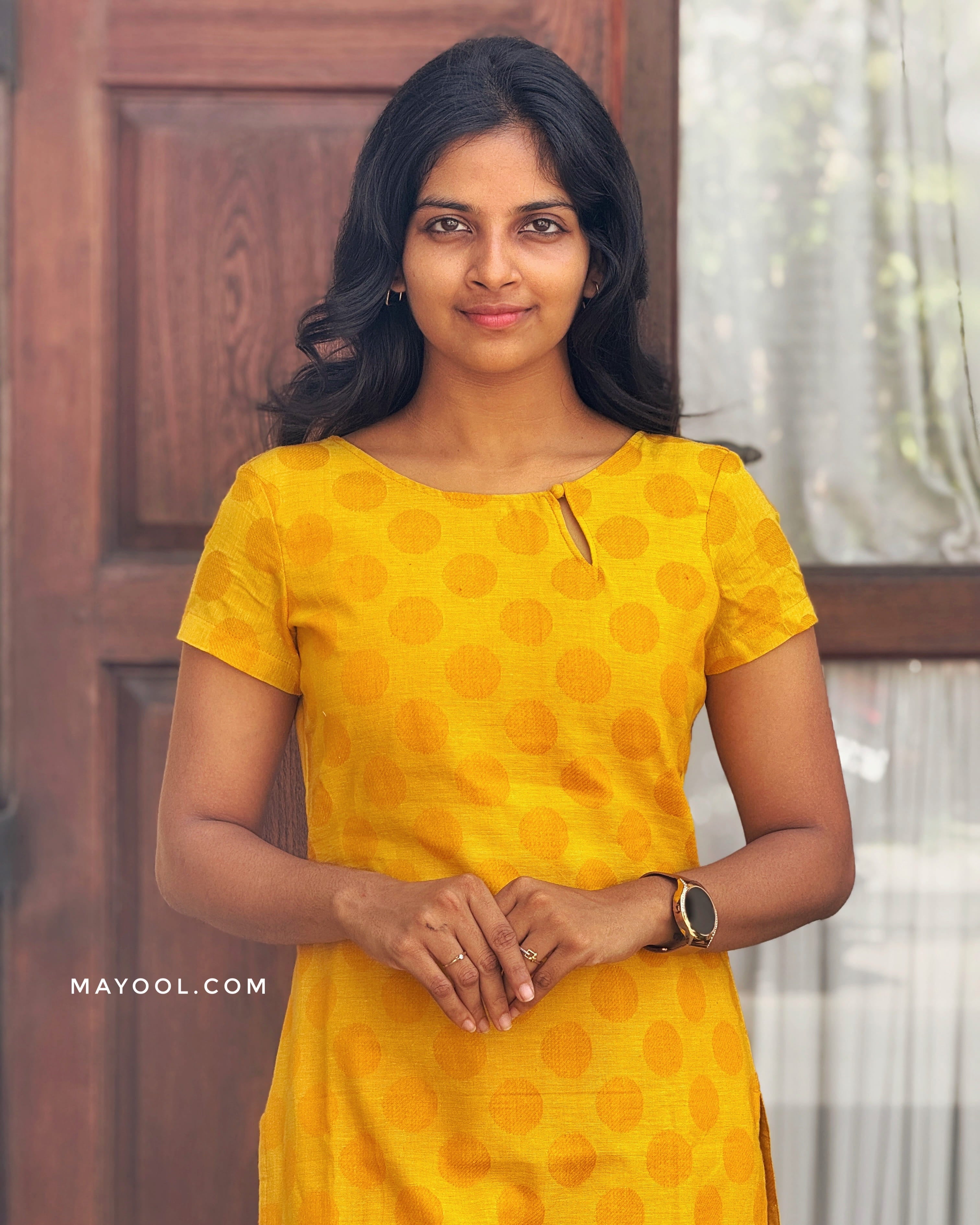 Sunflower Yellow Jacquard Cotton Kurta