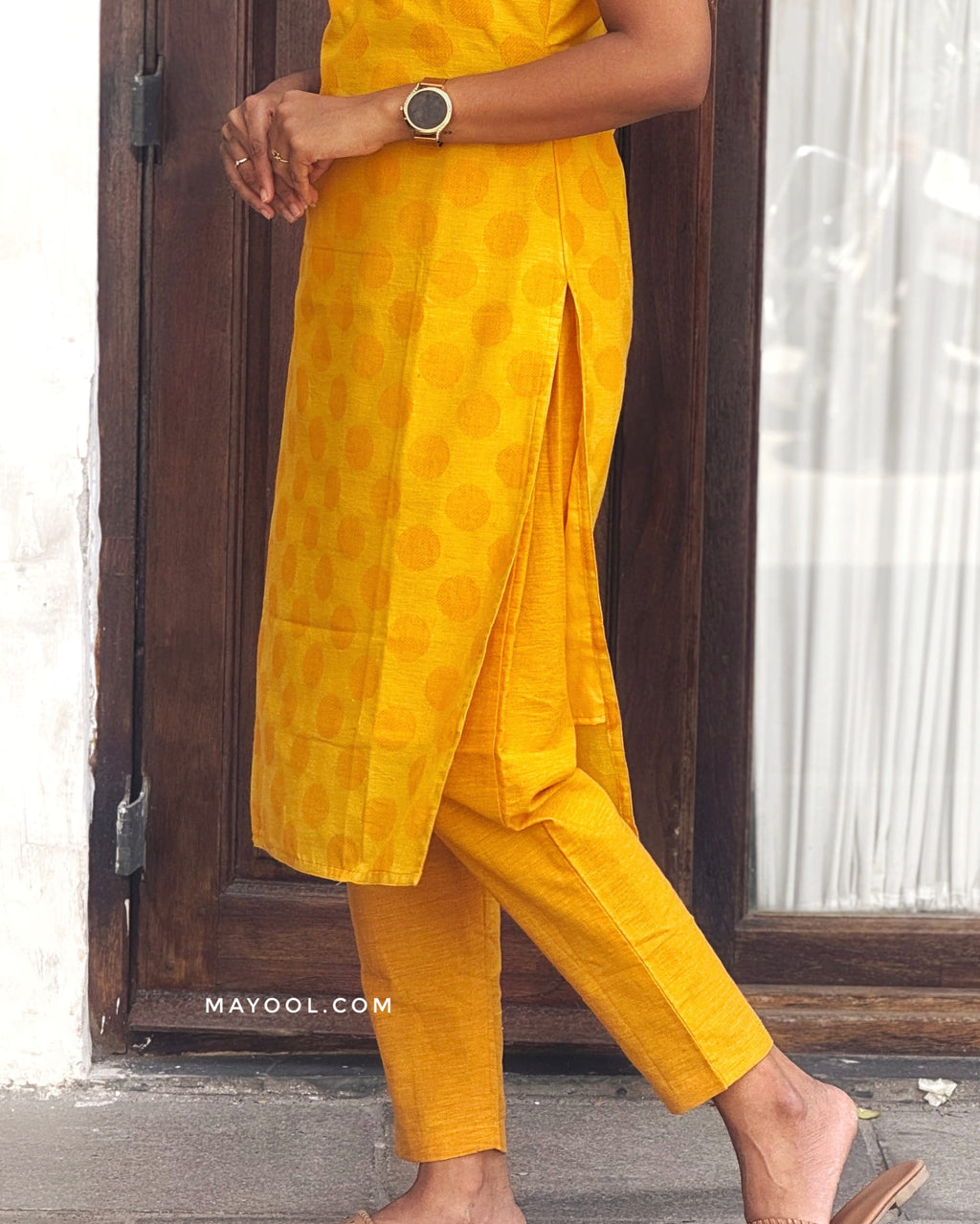 Sunflower Yellow Jacquard Cotton Kurta