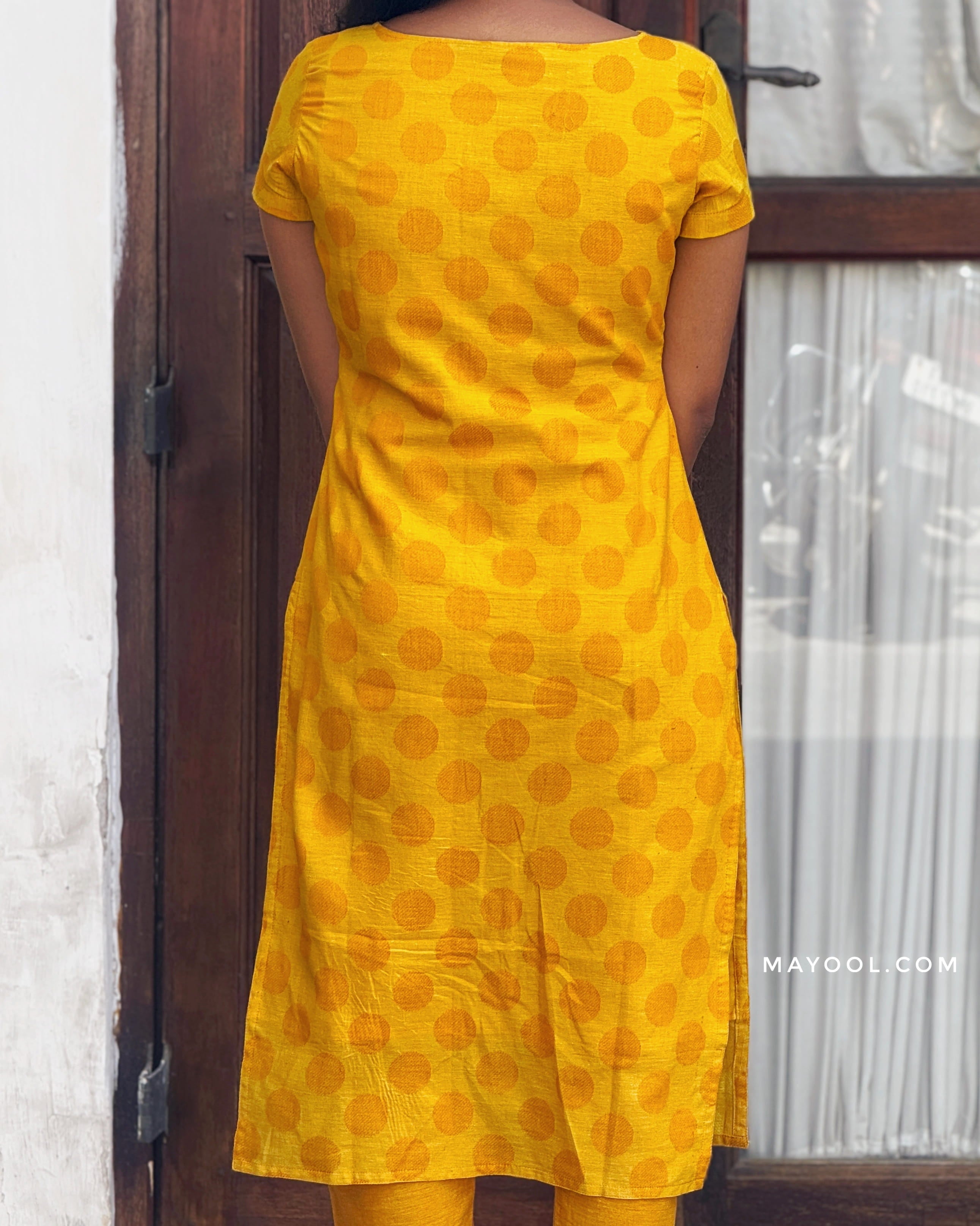 Sunflower Yellow Jacquard Cotton Kurta