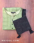 Green Checks Cotton Kurta