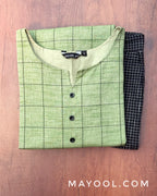 Green Checks Cotton Kurta