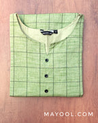 Green Checks Cotton Kurta