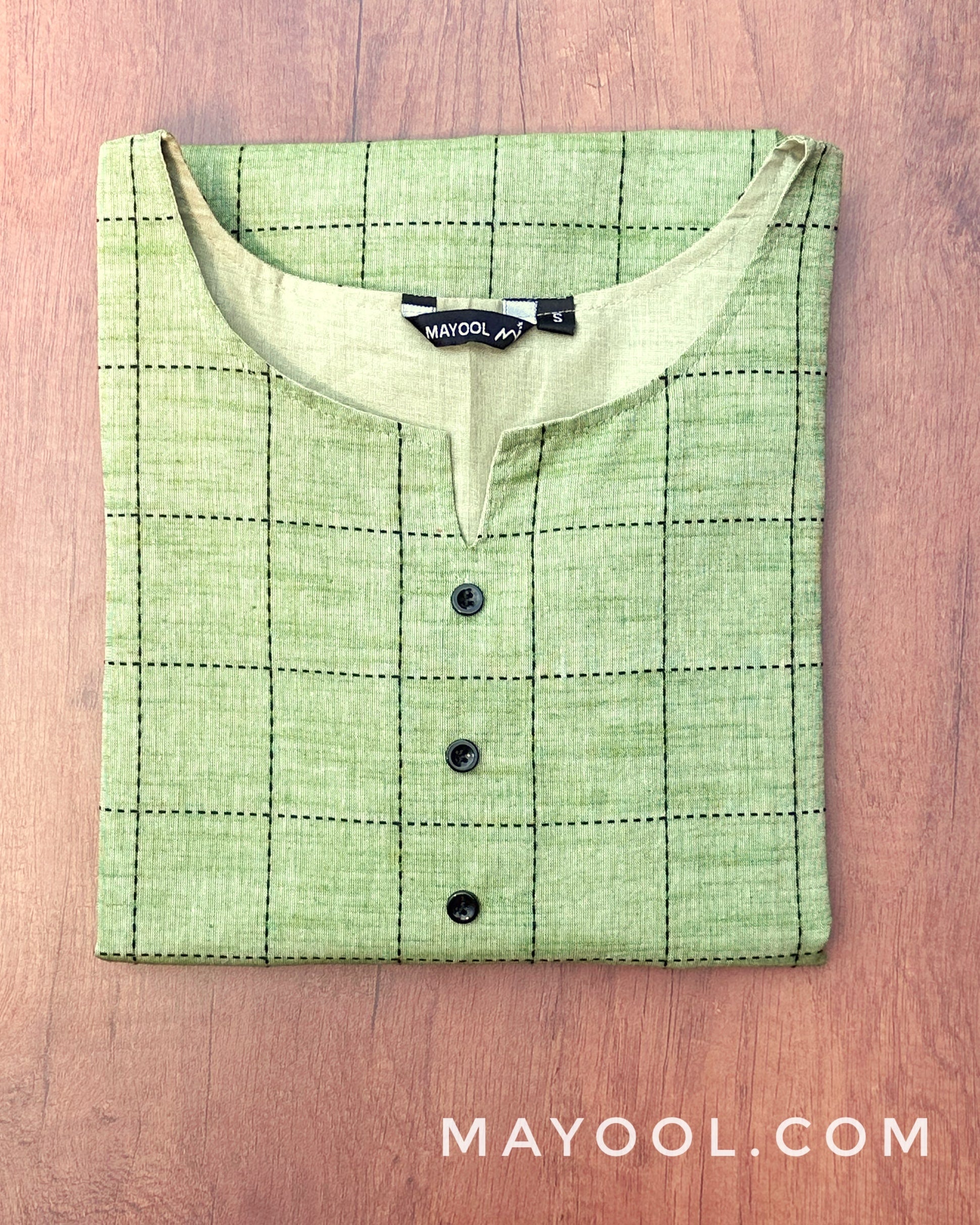 Green Checks Cotton Kurta