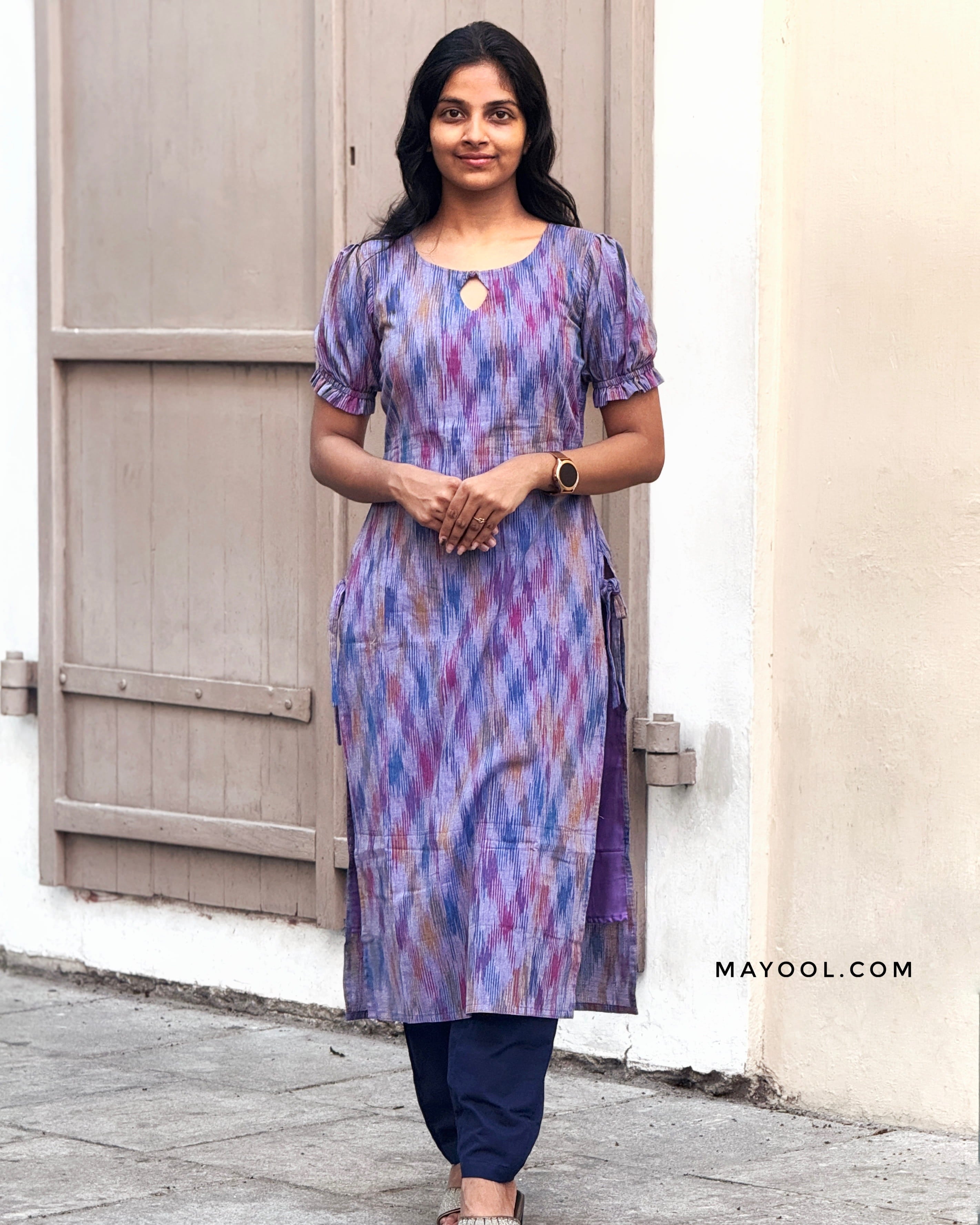 Lavender Blue Cotton Kurta