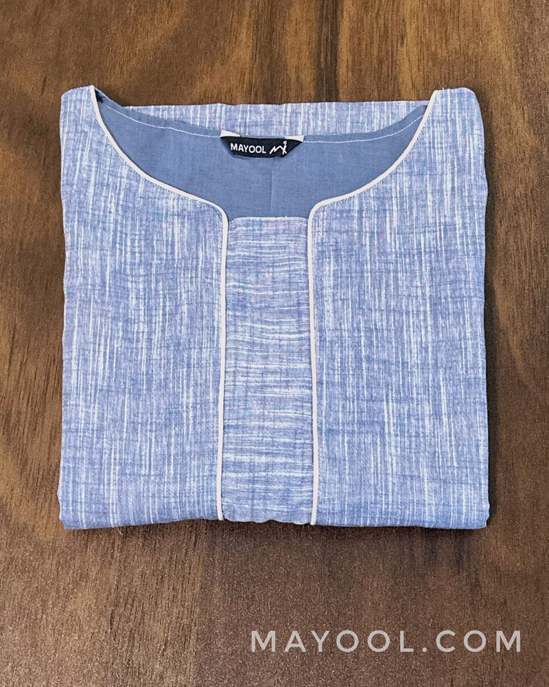 Glaucous Blue Cotton Kurta With Dupatta
