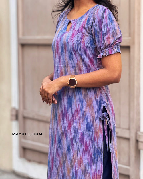 Lavender Blue Cotton Kurta