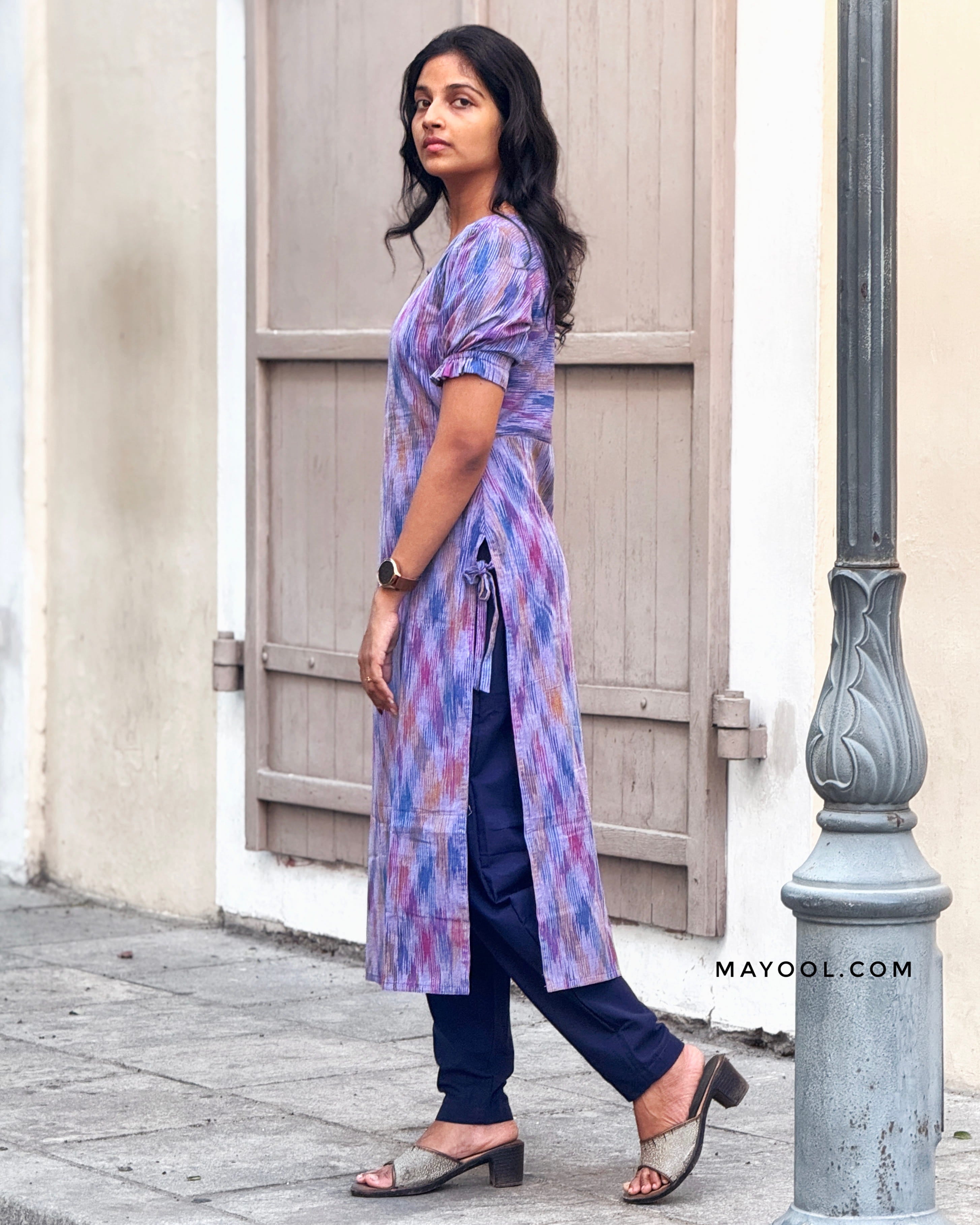 Lavender Blue Cotton Kurta