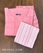 Flamingo Pink Self Stitched Cotton Kurta