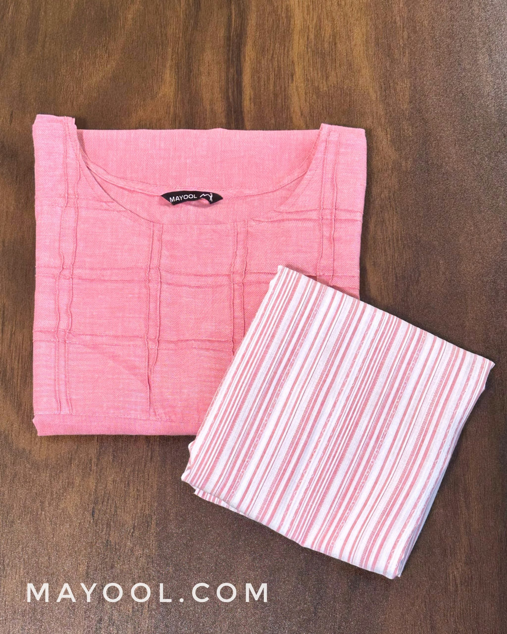 Flamingo Pink Self Stitched Cotton Kurta