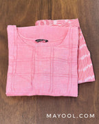 Flamingo Pink Self Stitched Cotton Kurta