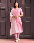 Flamingo Pink Self Stitched Cotton Kurta