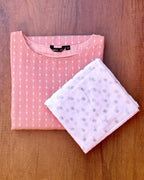 Peach Blossom Self Design Cotton Kurta