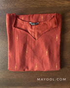 Matte Brick Red Cotton Kurta