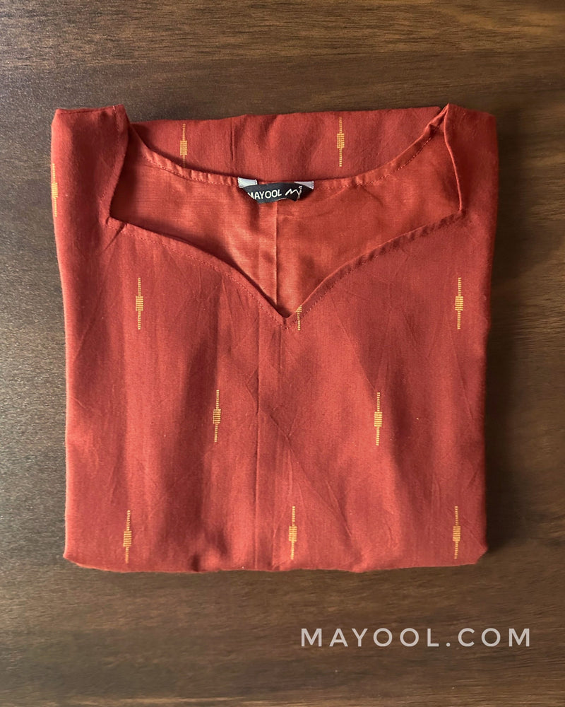 Matte Brick Red Cotton Kurta