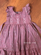 Dusky Pink Ikat Cotton Kids Frock