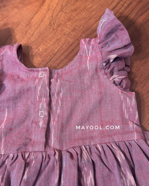 Dusky Pink Ikat Cotton Kids Frock
