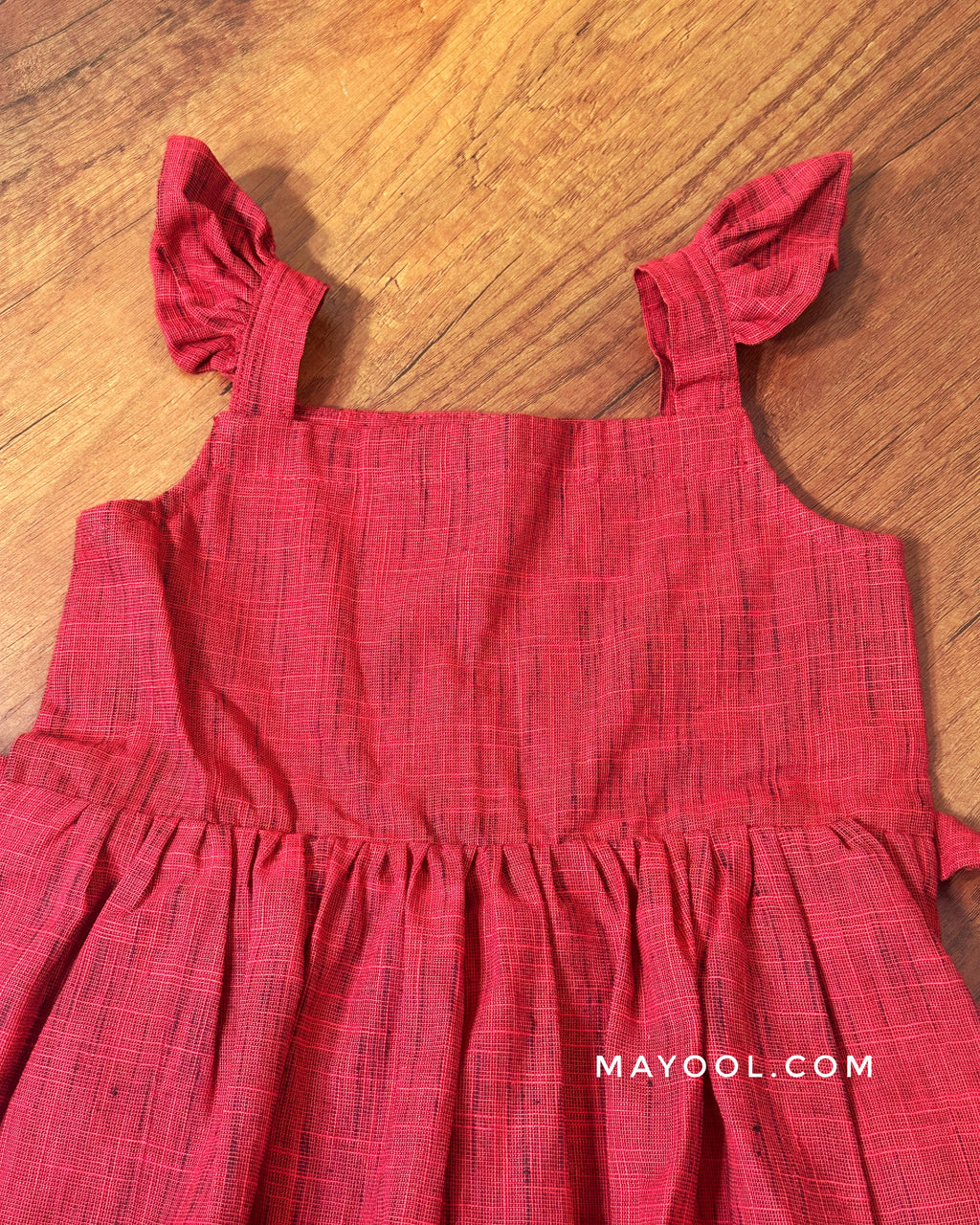 Crimson Red Cotton Kids Frock