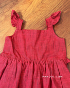 Crimson Red Cotton Kids Frock