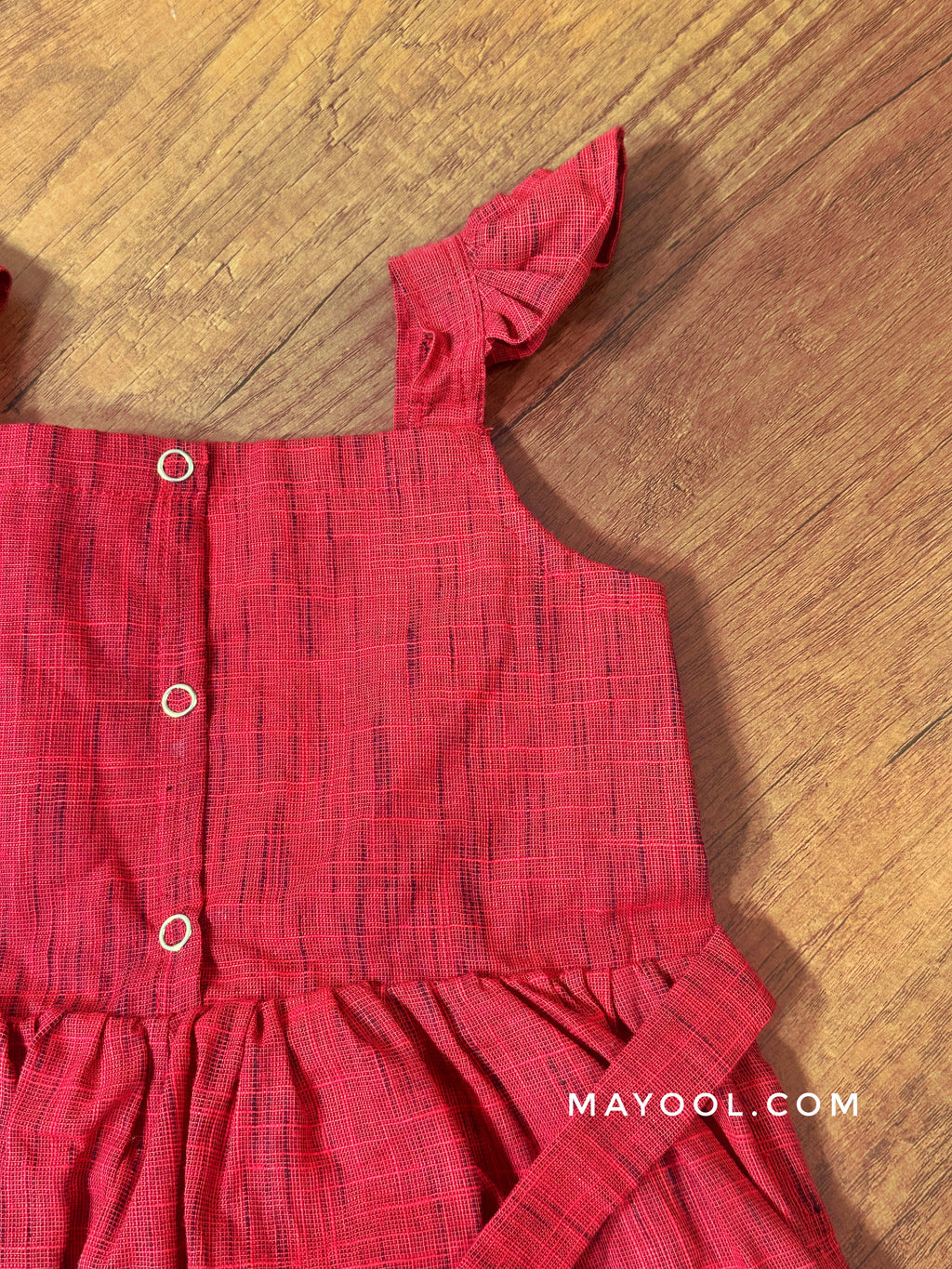 Crimson Red Cotton Kids Frock