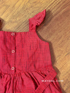 Crimson Red Cotton Kids Frock