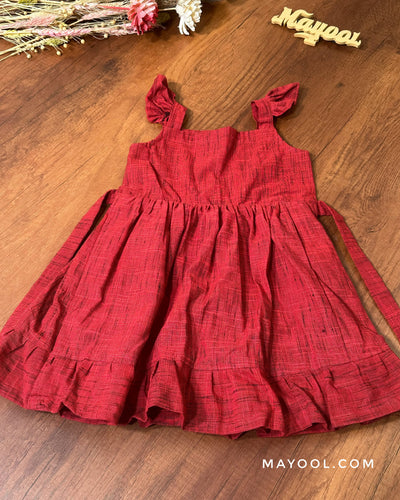 Crimson Red Cotton Kids Frock