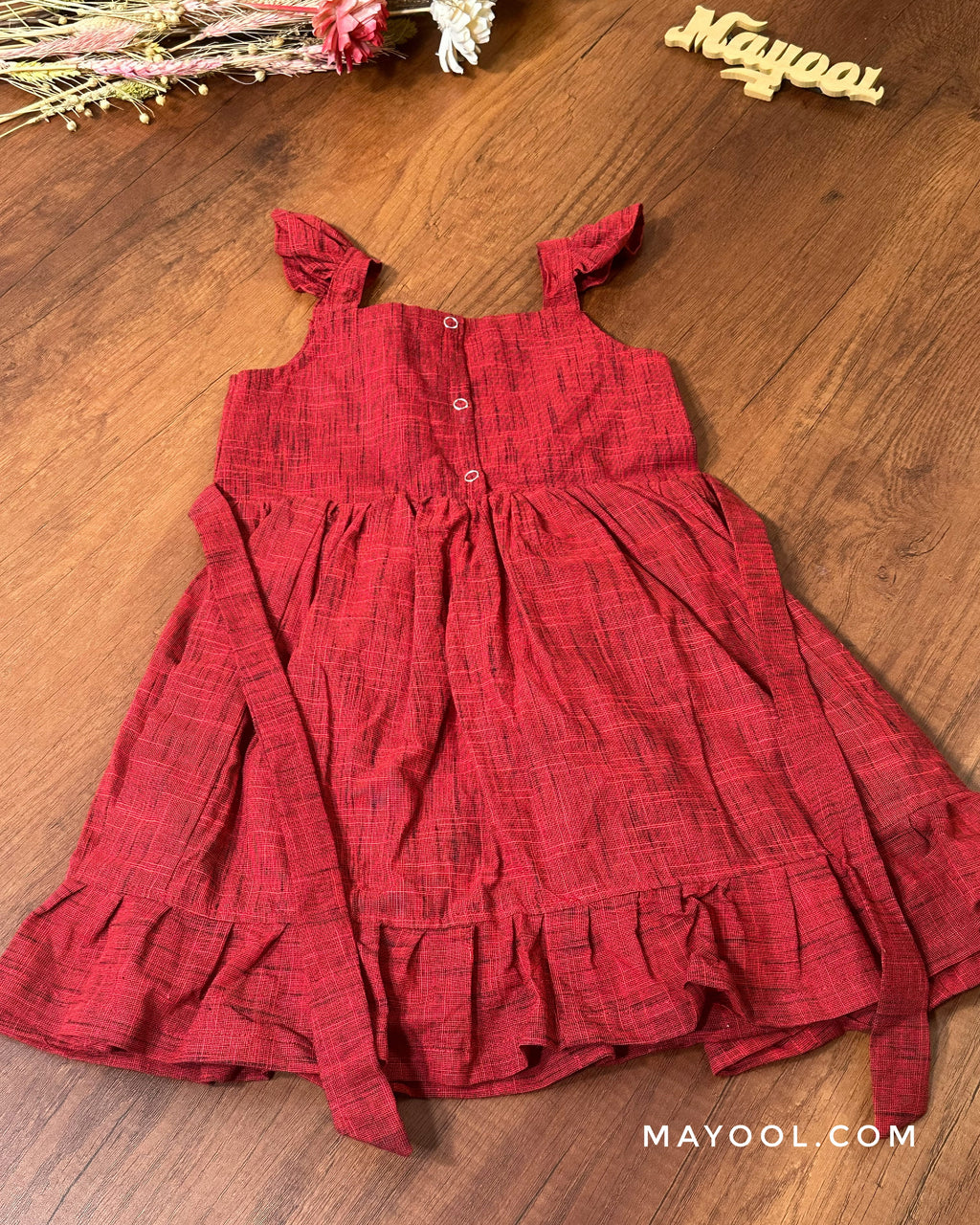 Crimson Red Cotton Kids Frock