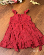 Crimson Red Cotton Kids Frock
