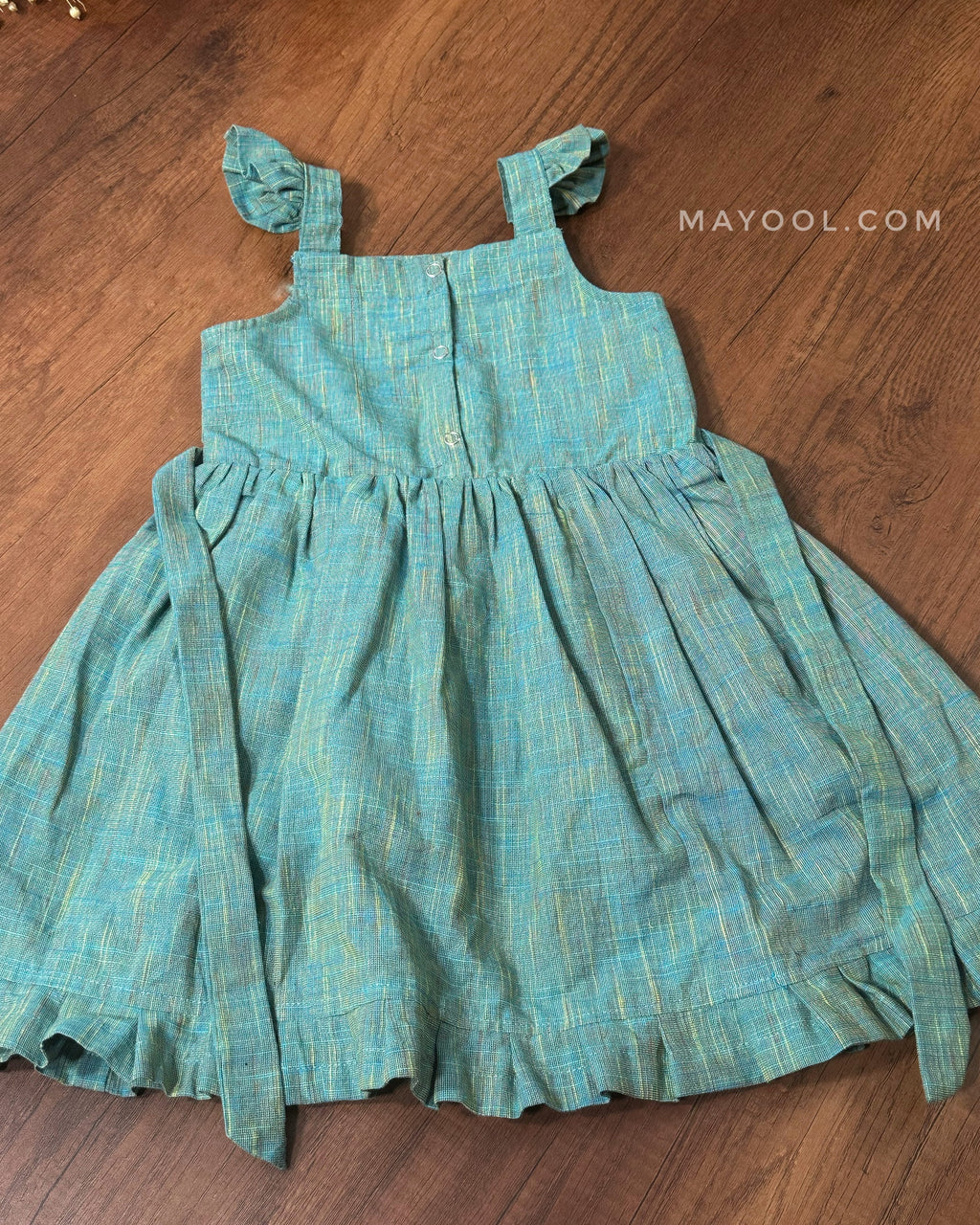 Turquoise Blue Cotton Kids Frock