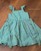 Turquoise Blue Cotton Kids Frock