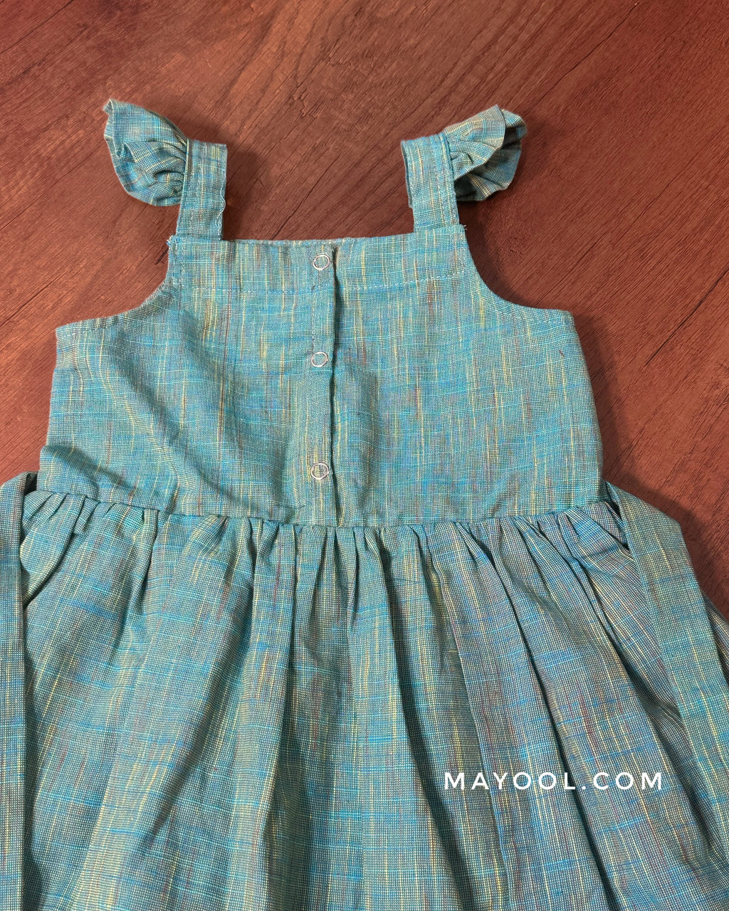 Turquoise Blue Cotton Kids Frock
