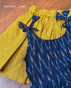 Yale Blue Ikat Kids Tunic Top & Ochre Yellow Kids Skirt