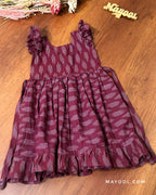 Grape Purple Ikat Cotton Kids Frock