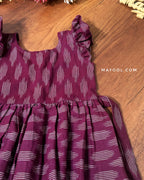 Grape Purple Ikat Cotton Kids Frock