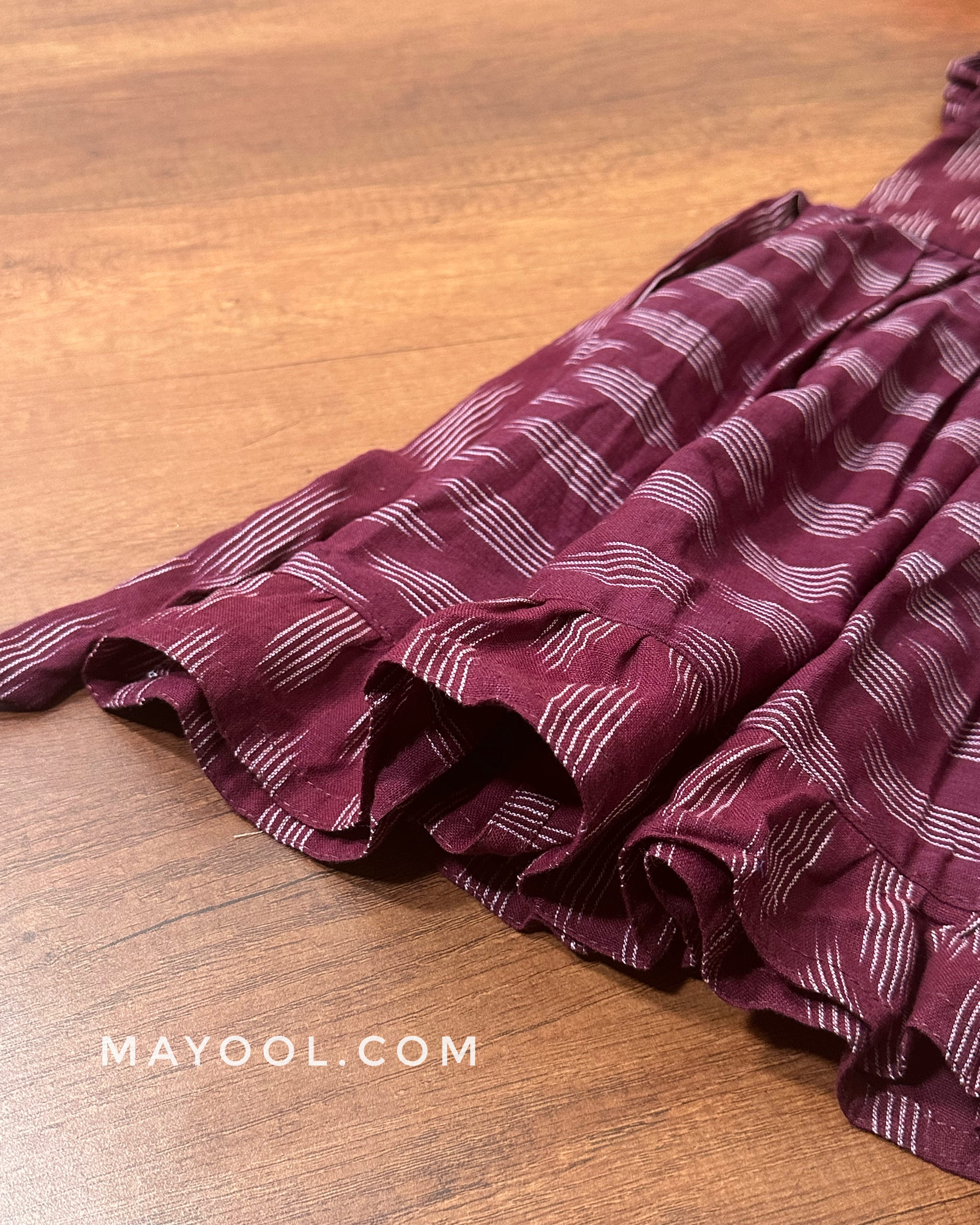 Grape Purple Ikat Cotton Kids Frock