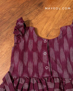 Grape Purple Ikat Cotton Kids Frock