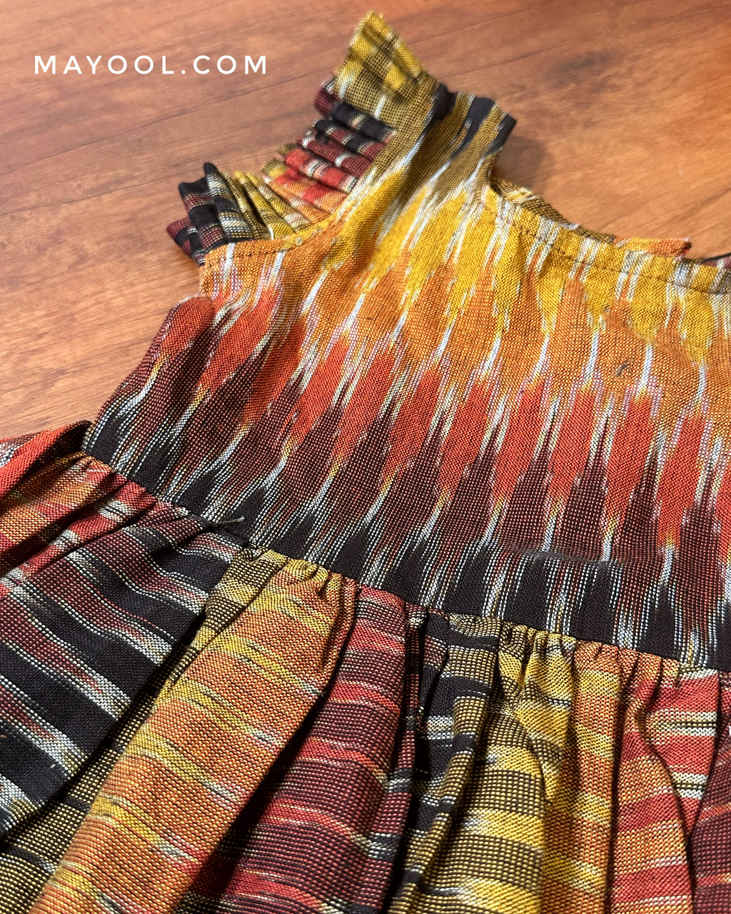 Multicolour Ikat Cotton Kids Frock