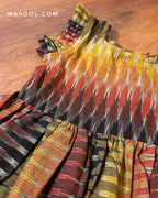 Multicolour Ikat Cotton Kids Frock