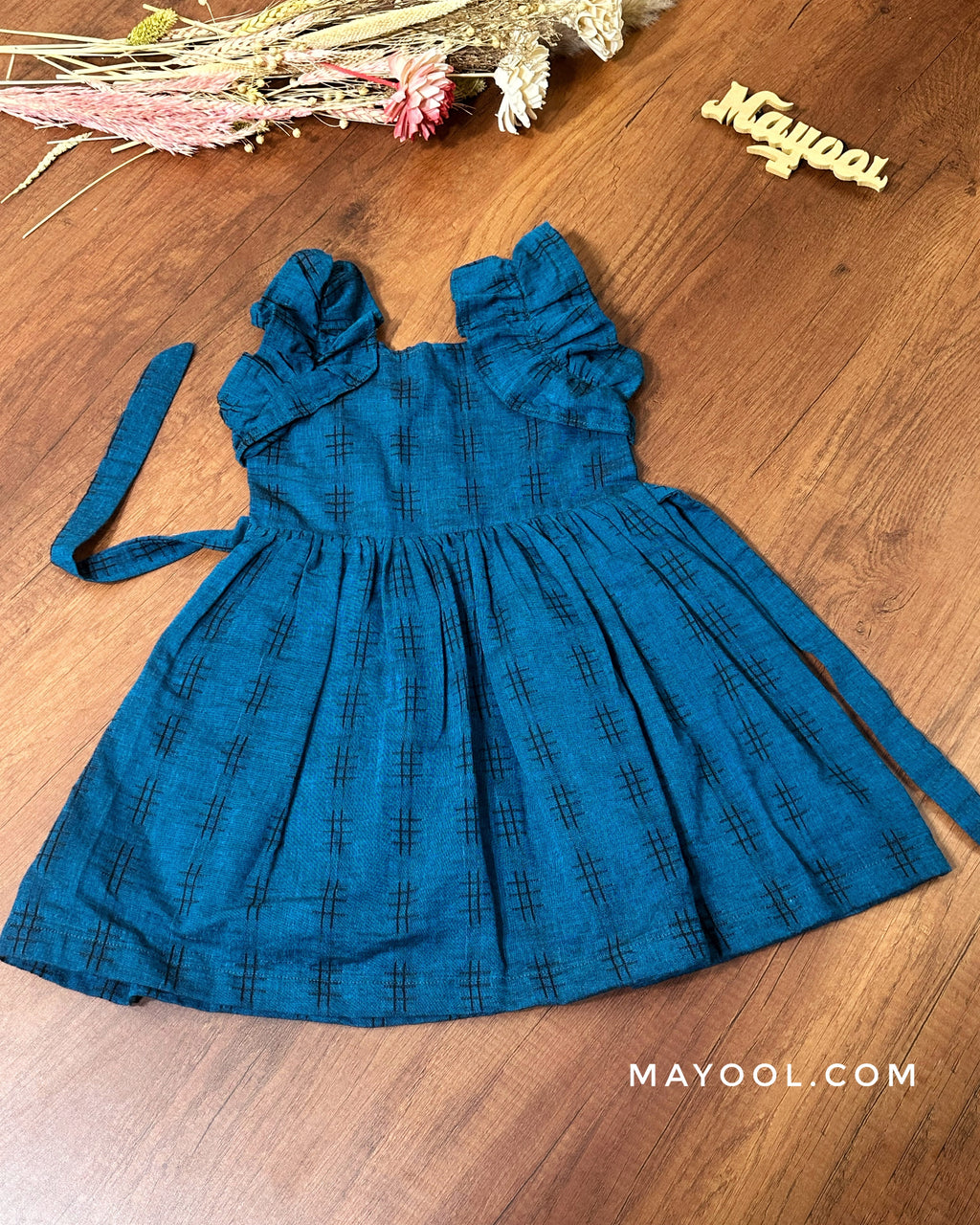 French Blue Cotton Kids Frock