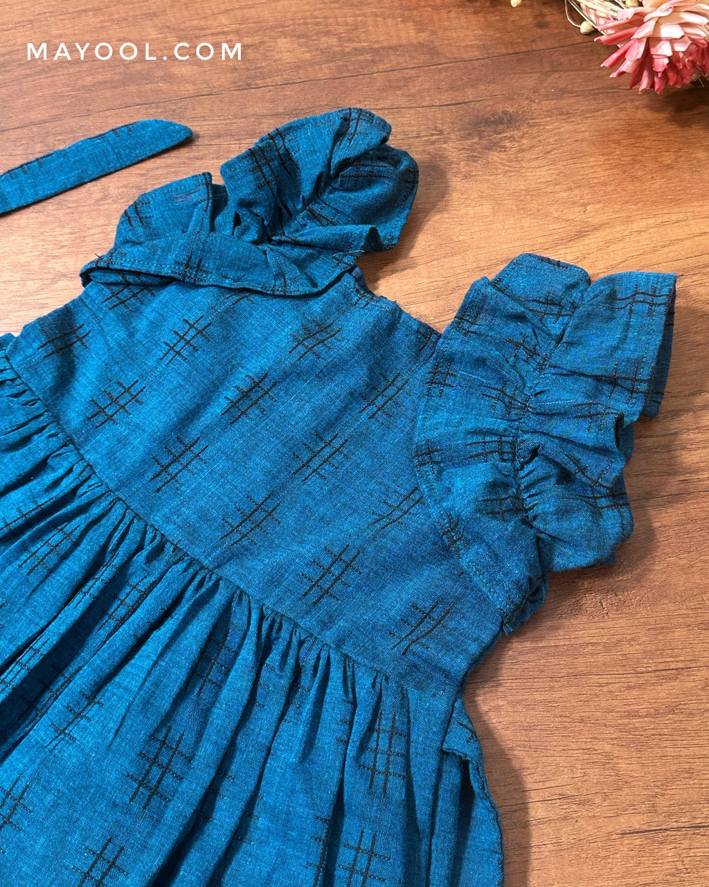 French Blue Cotton Kids Frock