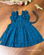 French Blue Cotton Kids Frock
