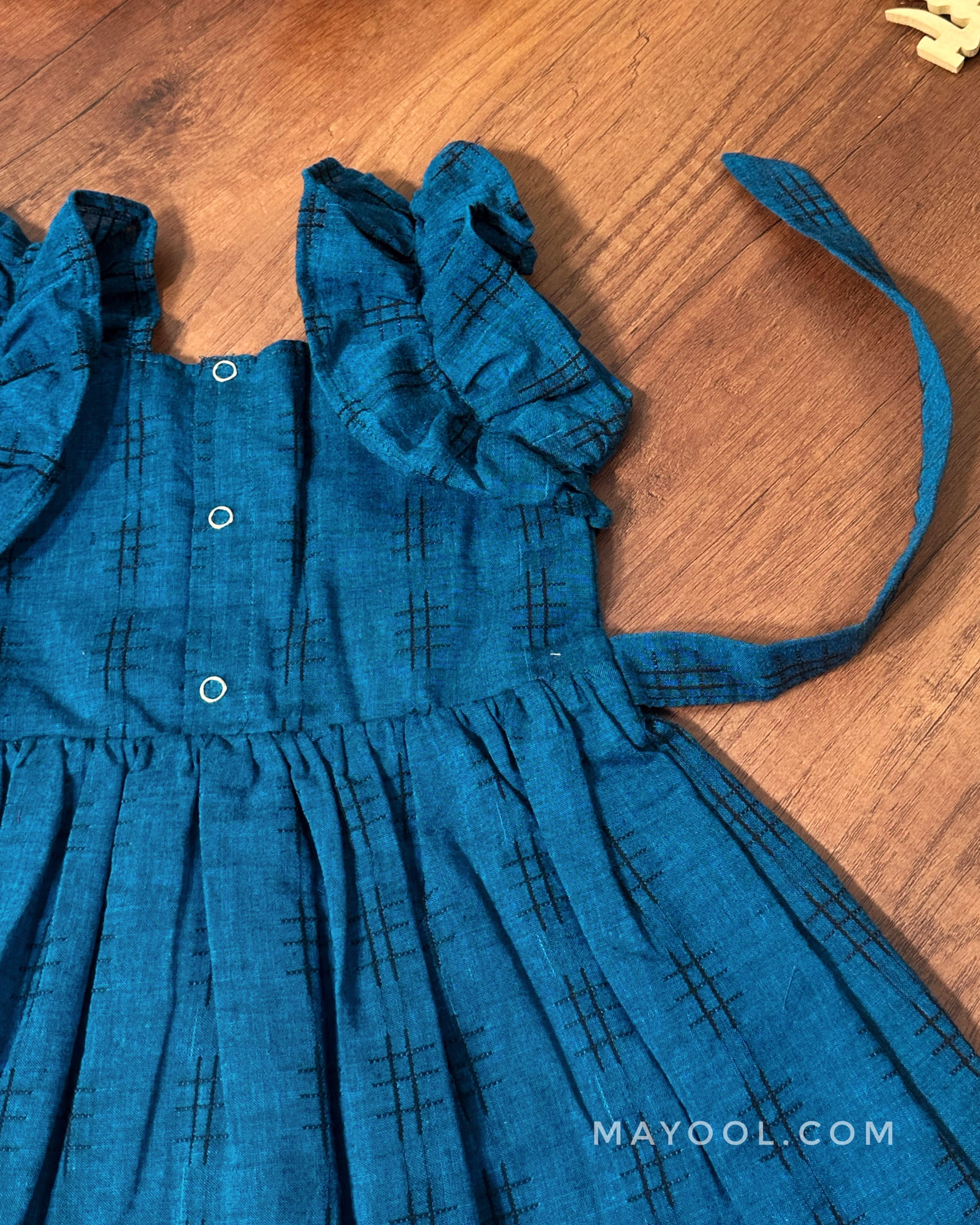 French Blue Cotton Kids Frock