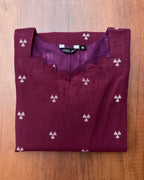 Wine Purple Cotton Kurta