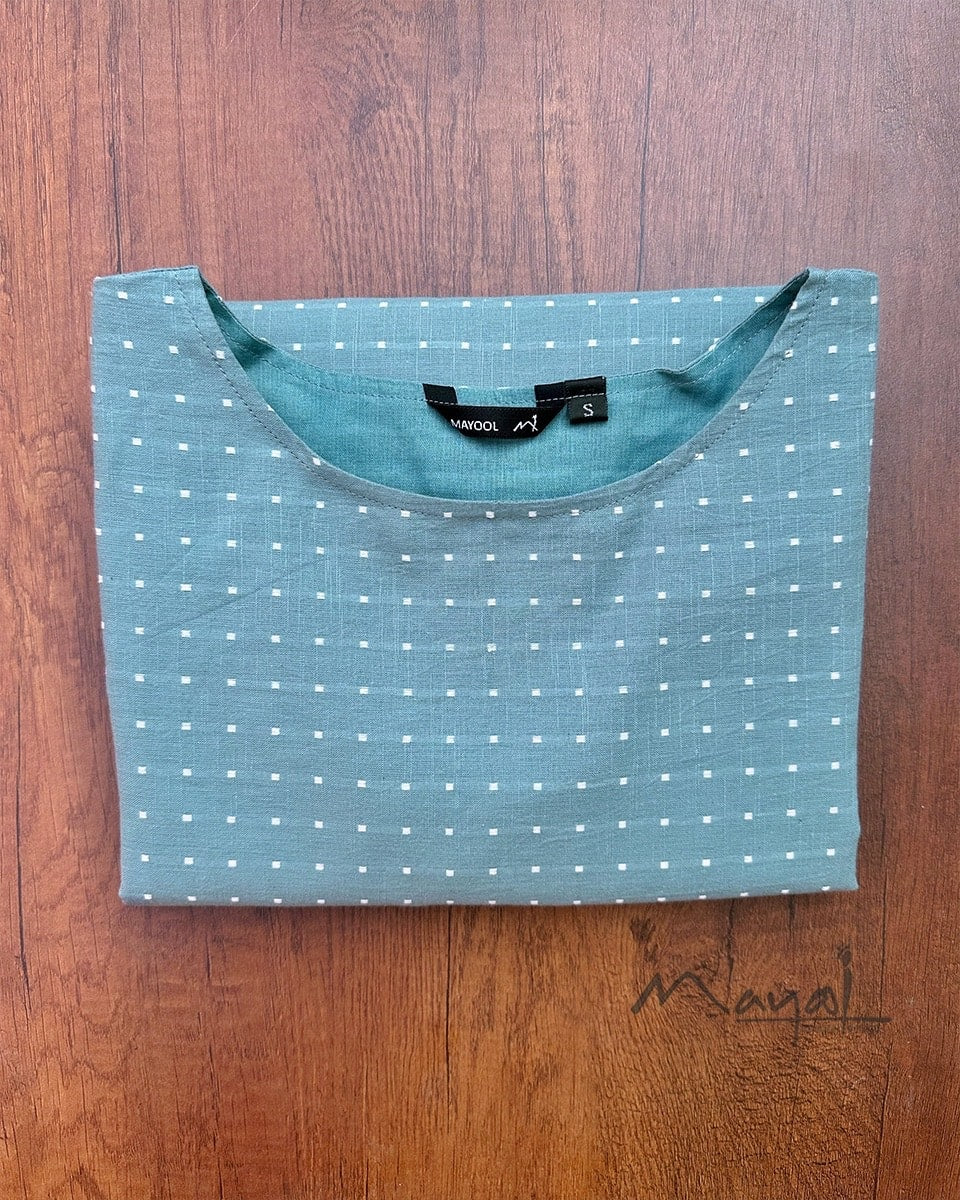 Frost Blue Self Design Cotton Kurta