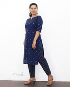 Blue Multicolour Cotton Kurta