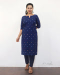 Blue Multicolour Cotton Kurta