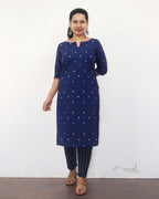 Blue Multicolour Cotton Kurta