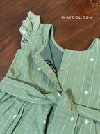 Sage Green Self Cotton Kids Frock