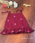 Maroon Self Cotton Kids Frock