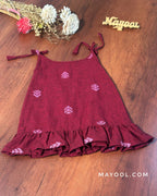 Maroon Self Cotton Kids Frock