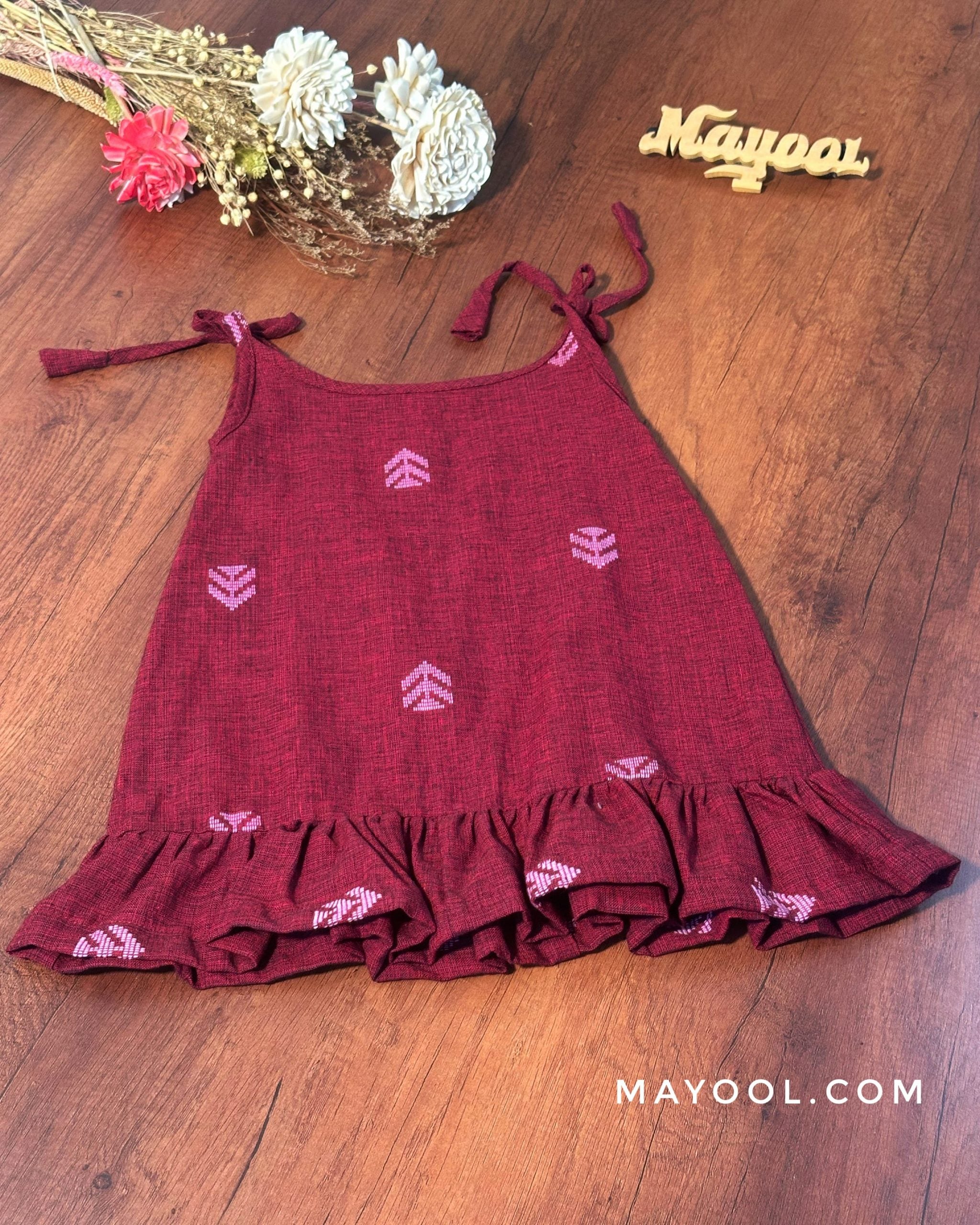 Maroon Self Cotton Kids Frock